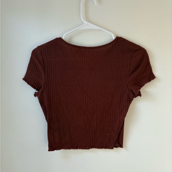 Rust Ribbed Knit Crop Top - Picture 2 of 2